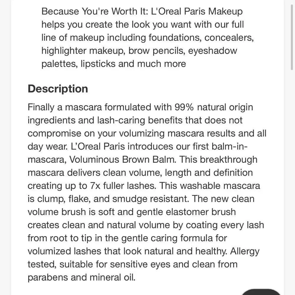 🦋 L'Oreal Voluminous Noir Balm Mascara - Black New FullSz